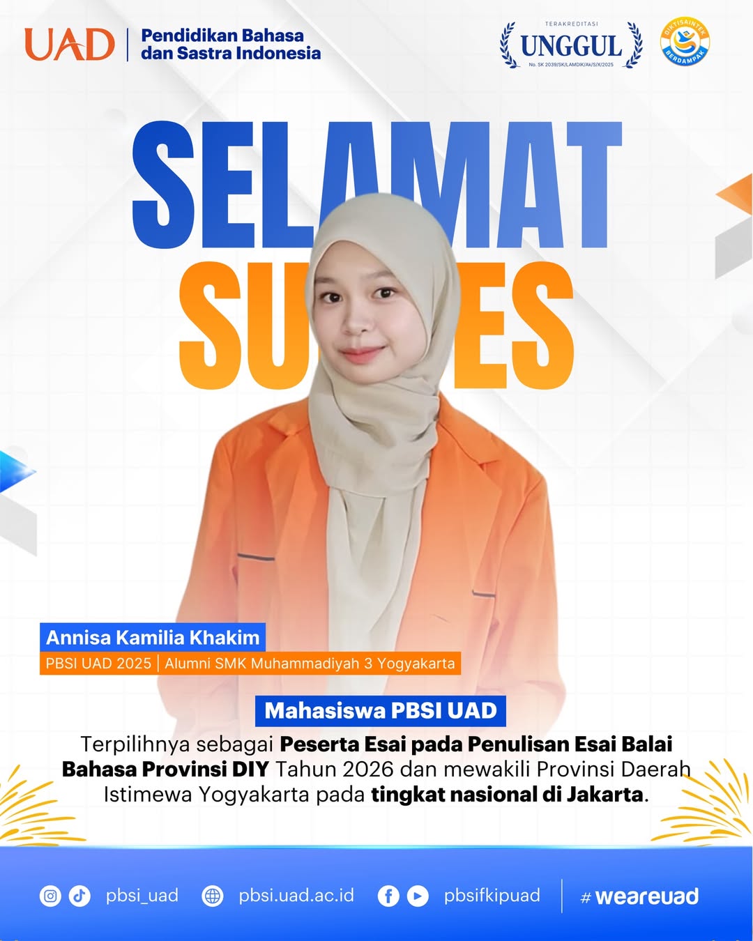 Mahasiswa PBSI UAD Raih Prestasi Nasional melalui Lomba Penulisan Esai ...